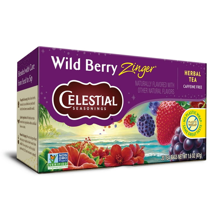 Celestial Seasonings Wild Berry Zinger Herbal Tea Bags 20 Count