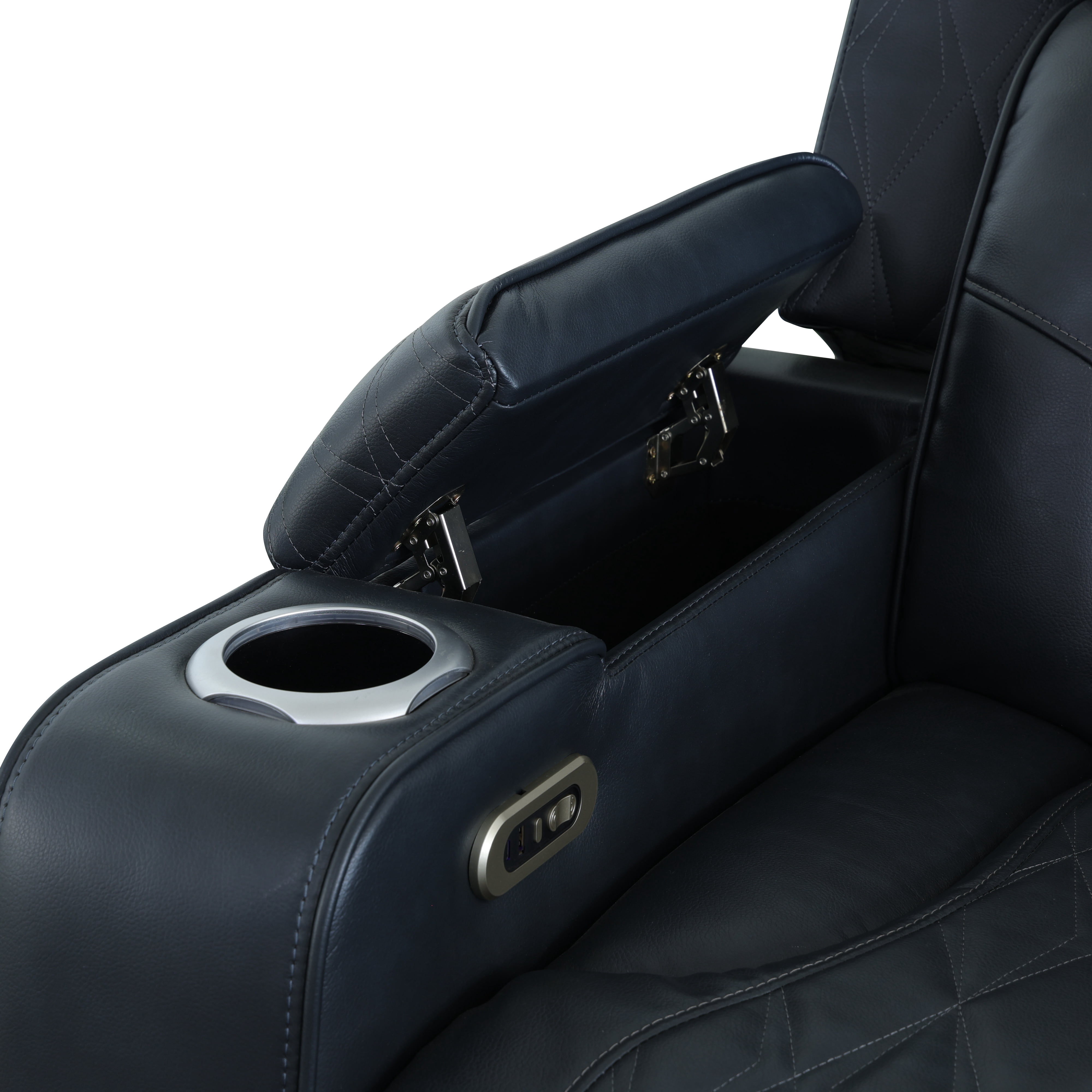 Electric Power Recliner Sofa Chair, 3 Seater Recline Chair for Living Room & Home Theater, Built-in Cup Holder & USB Charging Ports, Black