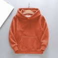 thumbnail image 2 of FINALGANG Kids Plush Solid Color Hoodie Boys Girls Long Sleeve Warm Pullover Sweatshirt With Kangaroo Pocket For Casual Daily Wear Cozy Top, 2 of 3
