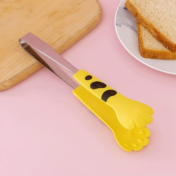 HOARBOEG Cute Cat Paw Food Tongs, Stainless Steel Heat Resistant Kitchen Tongs for Grilling, BBQ, Serving Salads, Bread, Lemon Slices, Cat Lover Gift, 9.65in Non-Slip Grip Clamping Utensil