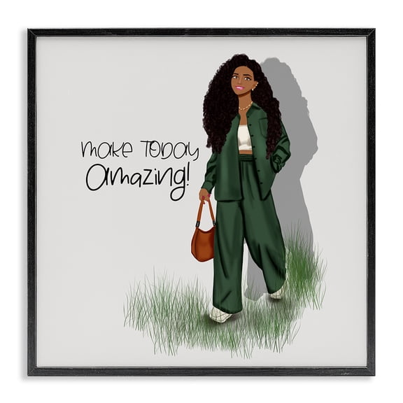 Stupell Industries Art Deco Make Today Amazing Fashionista Black Framed Giclee Art, 12 x 12, by Saba Rauf