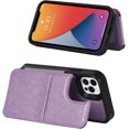 thumbnail image 5 of for iPhone 12 Pro/iPhone 12 Wallet Case with RFID Blocking Card Holder,7 Card Slots Heavy Duty Bumper Armort PU Leather Magnetic Buttons Kickstand Case for iPhone 12 Pro 6.1",Macaron Purple, 5 of 15