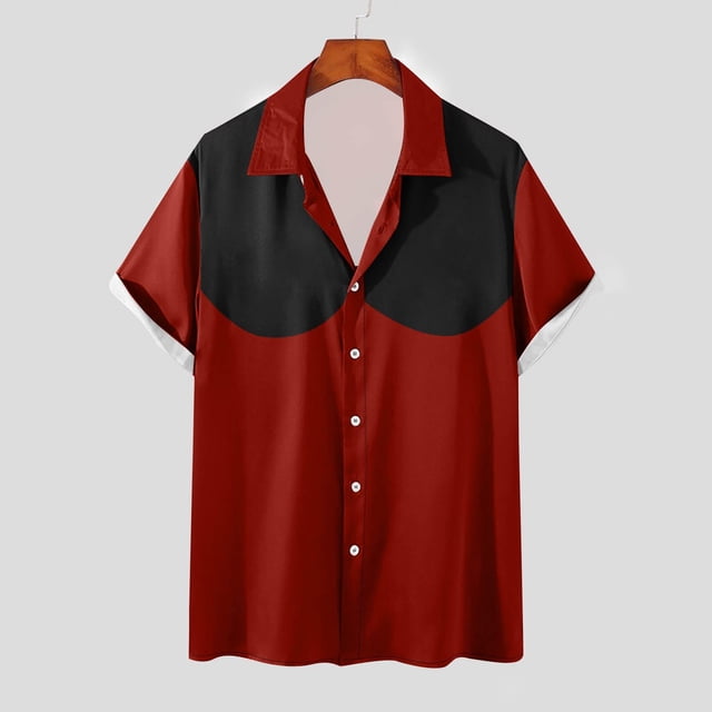 pstuiky camisetas de hombre, Camisa estilo blusa informal de manga corta con botones y cuello vuelto para hombre ropa de hombre xl