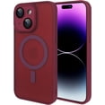 thumbnail image 2 of Compatible with iPhone 15 Plus Magnetic Frosted Case with Camera Lens Film Compatible with MagSafe Wireless Charging Case Men Women Translucent Matte Shockproof Phone Cover, Wine Red, 2 of 14