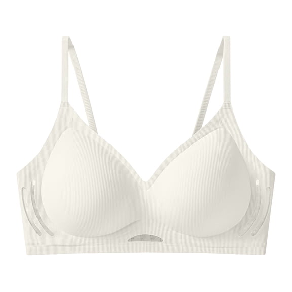 Zpanxa Seamless Bras for Women Wireless Breathable Back Smoothing Everyday T-Shirt Bra Beige 38BC