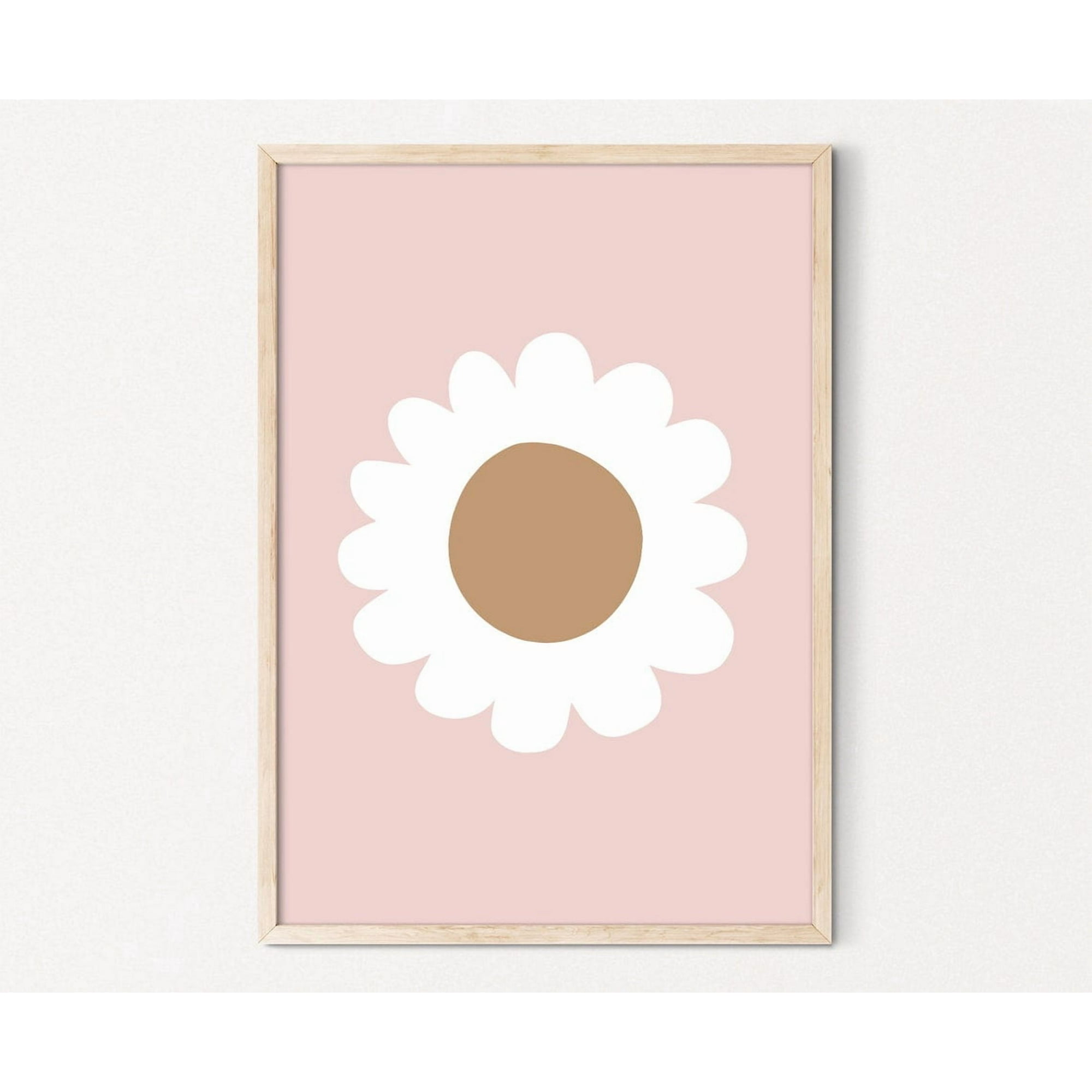 Cute Flower Tan And Pink Ideas For Girls Nursery Poster, Floral Boho Simple Illustration, Bedroom And Nursery Decor