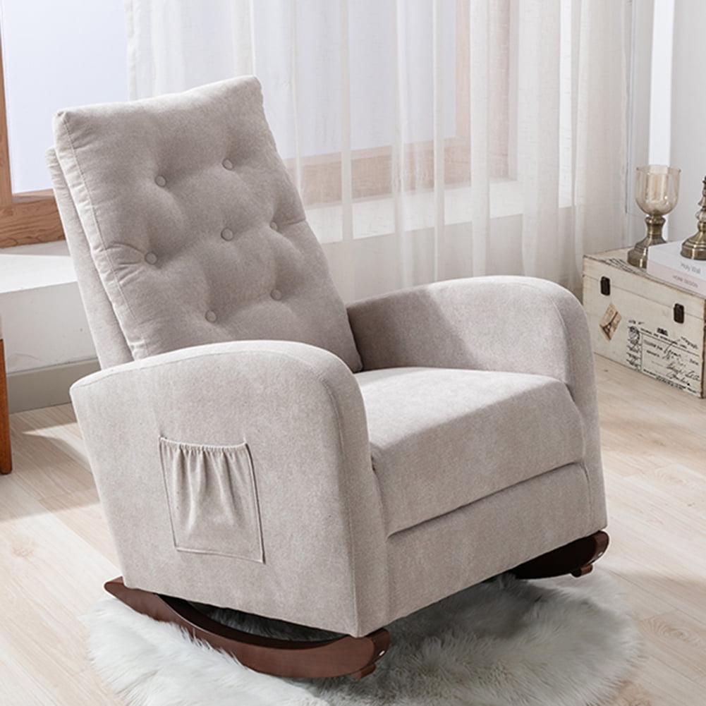 Private Jungle Living Room Rocking Chair, Comfortable Rocker Fabric Padded Seat ,Modern High Back Armchair,Tan Private Jungle Living Room Rocking Chair, Comfortable Rocker Fabric Padded Seat ,Modern High Back Armchair,Tan