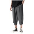 thumbnail image 3 of Ymyiu Mens Capri Pants Baggy Mens Capri Pants Casual Elastic Waist Athletic 3/4 Pant Summer Drawstring Baggy with Pockets Size XL(Dark Gray, XL), 3 of 8