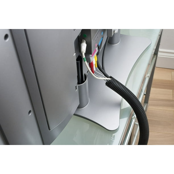 DLine Black Cable Tube, 3' 7" Flexible Cable Management Sleeve, Wire