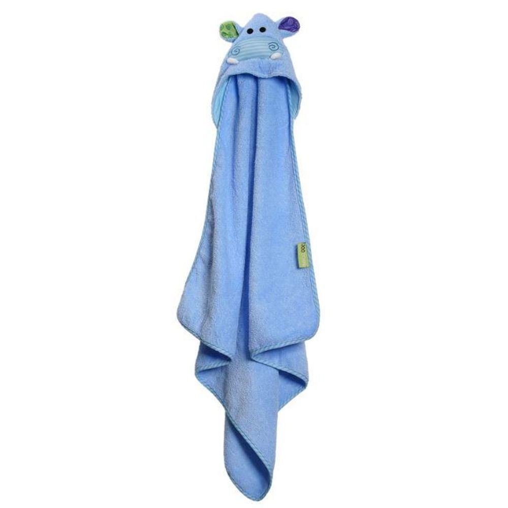 ZOOCCHINI Baby Snow Terry Hooded Bath Towel - Henry Hippo (0-18M)
