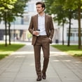 thumbnail image 2 of HBDesign Men's 2 Piece Linen Suit Slim Fit Summer Wedding Business Casual Blazer Pants Set, 2 of 7