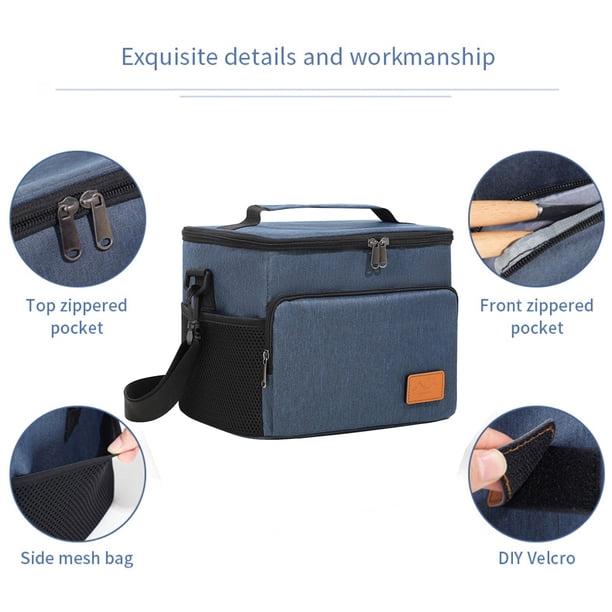 HOMESPON Sac à déjeuner pour femme et homme, adultes avec poche avant, sac isotherme pour déjeuner, boîte à déjeuner réutilisable pour le travail, pique-nique ou voyage (Noir Doré