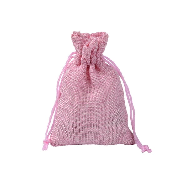 Bolsa de arpillera de estilo Vintage, 50 Uds., saco de yute, accesorios de joyería de lino Natural, bolsa de almacenamiento de viaje, Mini Almacenamiento y organización del hogar Rosado 7*9cm Yuarrent HA070894-02