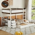 thumbnail image 3 of Full-Over-Full Bunk Bed with Twin Size Trundle, Storage and Desk, White+Walnut, 3 of 9