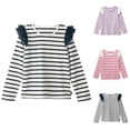 thumbnail image 4 of Girl's Long Sleeve Shirts Ruffle Cotton Tshirts Kids Crewneck Pullover Dressy Casual Tees Blouses, 4 of 4