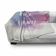 thumbnail image 3 of Saying Soft Flannel Fleece Throw Blanket, Make It Happen Calligraphic Lettering on Soft Pastel Color Splash Cloud, Cozy Plush for Indoor and Outdoor Use, 50" x 60", Pale Blue Pink Lilac, by Ambesonne, 3 of 6