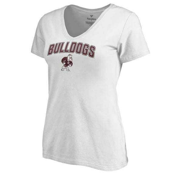 Women's Alabama A&M Bulldogs White Proud Mascot V-Neck T-Shirt