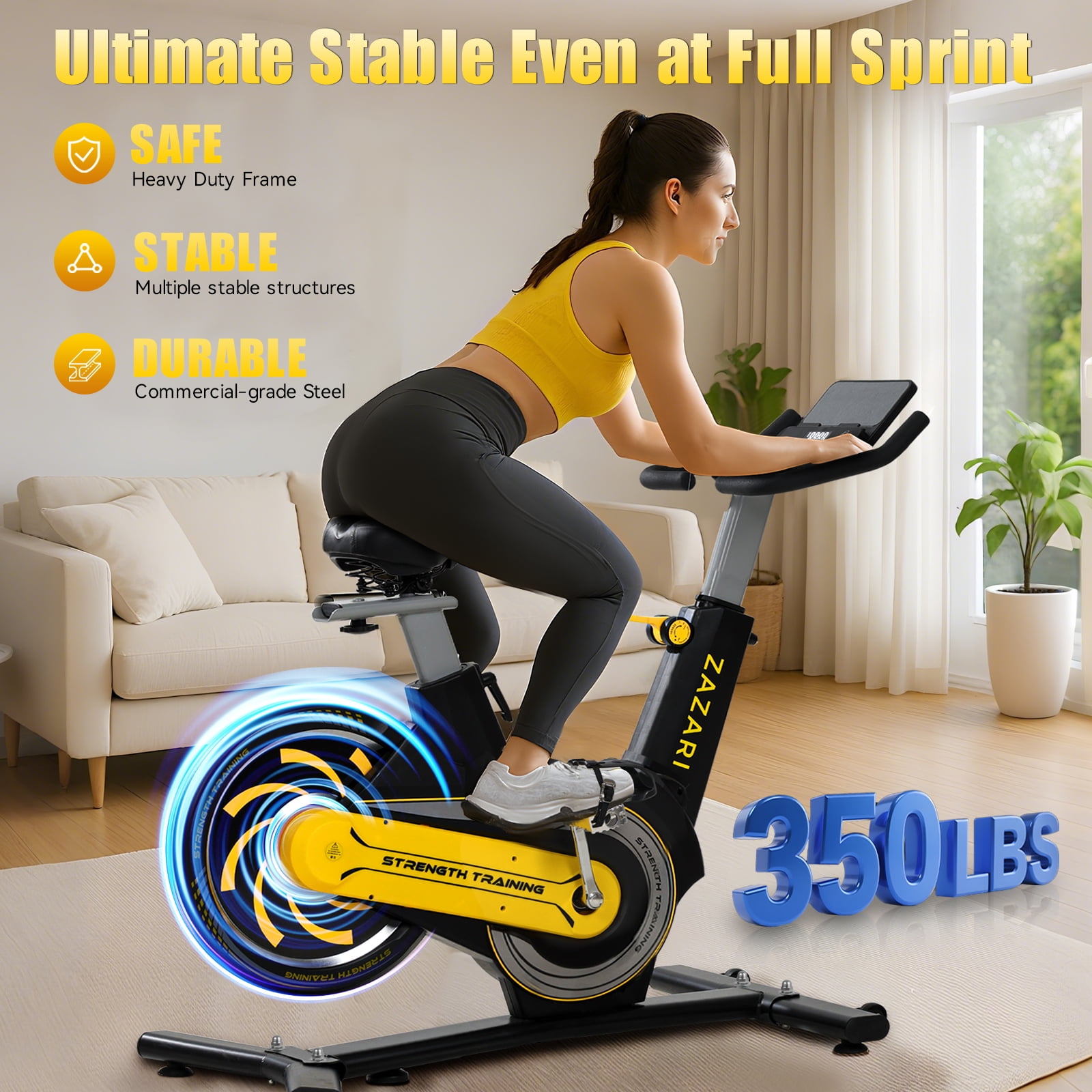 ZAZARI Indoor Cycling Bike with 7-Level Resistance and Silent Belt Drive