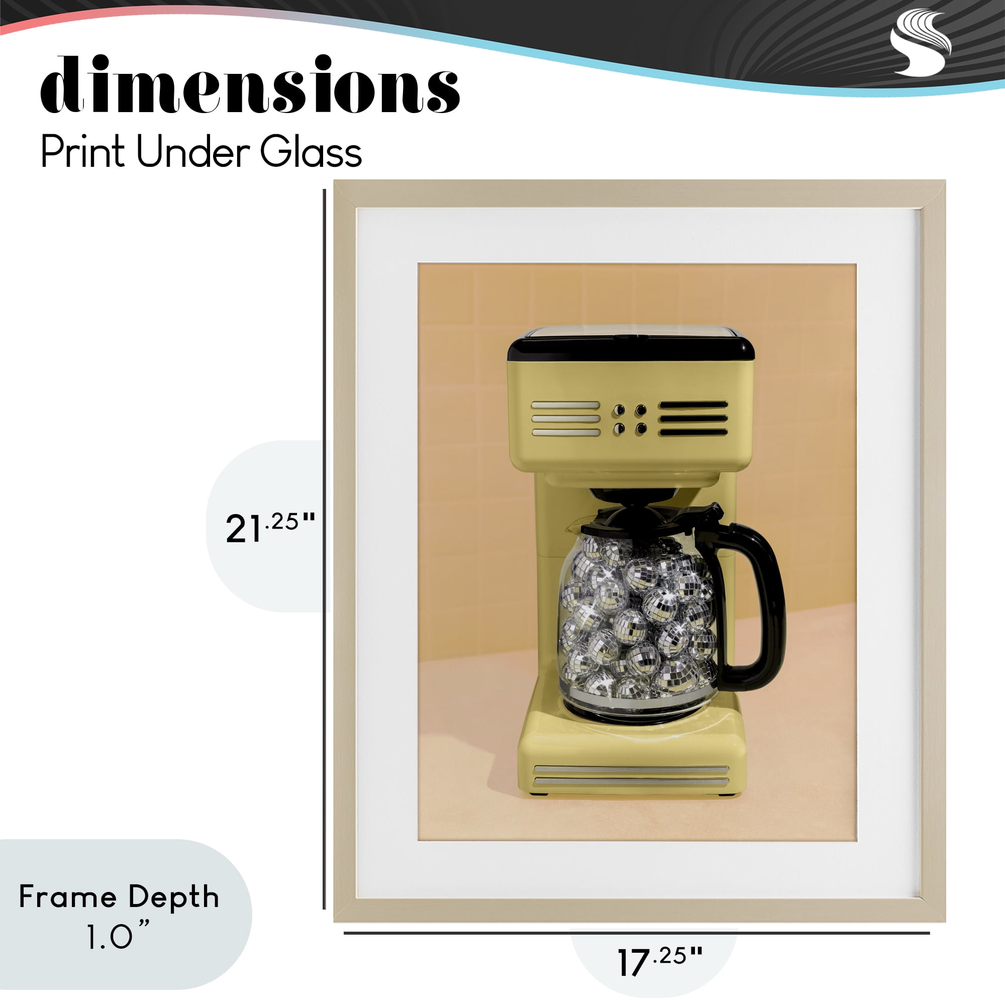 Stupell Industries Disco Coffee Maker over Yellow Birch Framed Print Under Glass, design by LISH Creative