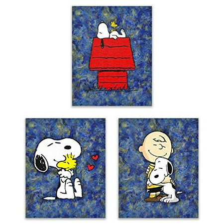 Snoopy Starry Night The Peanuts Gang Art Prints On The Doghouse With Friends Woodstock And Charlie Snoopy Starry Night The Peanuts Gang Art Prints On The Doghouse With Friends Woodstock And Charlie