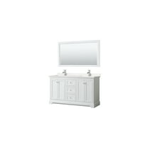 60" Double Vanity Set - White Carrara Marble Top, Undermount Sinks & 58" Mirror