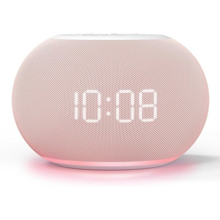Auto Dimmable Sound Machine Alarm Clock with Night Lights, 20 Soothing Sounds, Sleep Timer, Precise Volume Control, Cute White Noise Soother for Girls, Kids, Bedrooms, Office