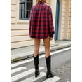 thumbnail image 4 of Womens Button Down Flannel Shirts Long Sleeve Plaid Shackets Business Casual Blouse Top Red M, 4 of 8