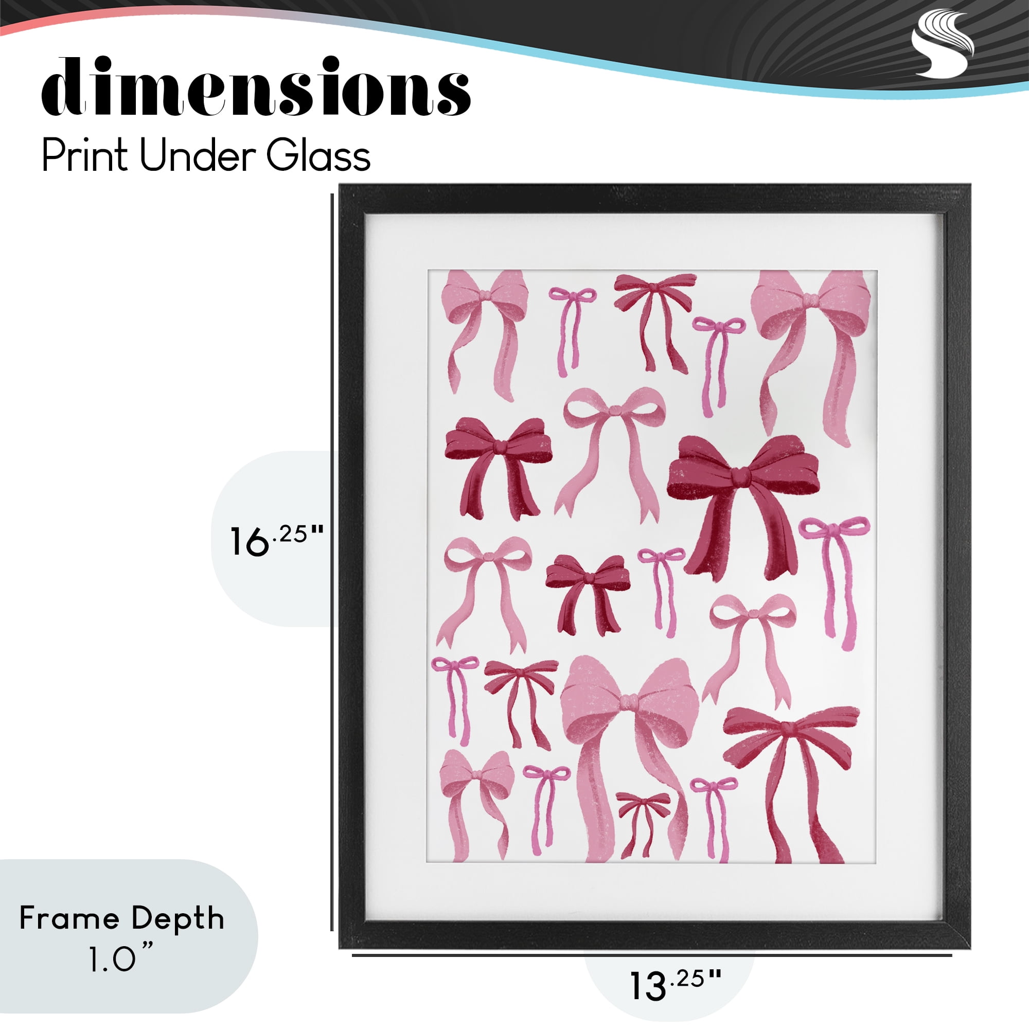 Stupell Industries Bows All Over Pink & Red Black Framed Print Under Glass, design by Marcus Prime
