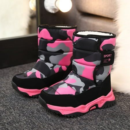 

Toddler Kids Winter Waterproof Camouflage Snow Boots With Inside Fleece