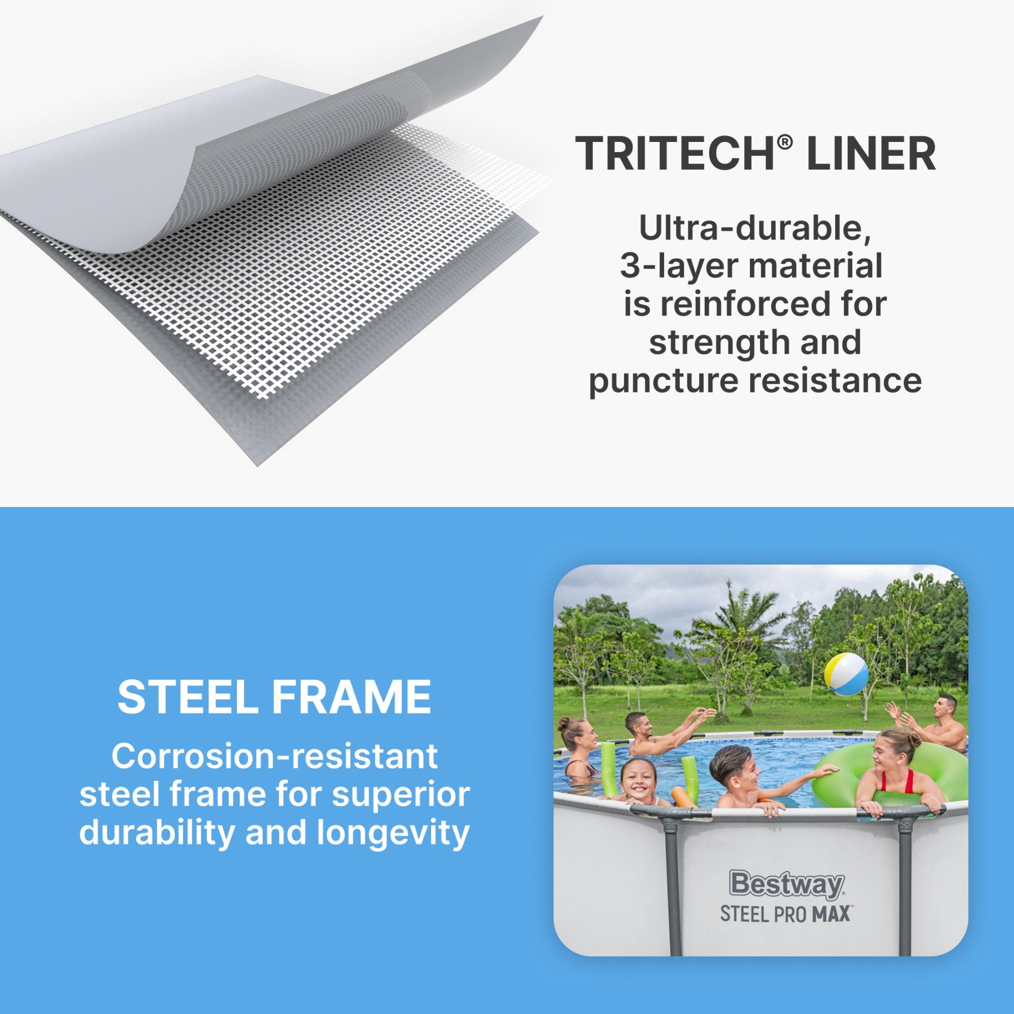 Bestway Steel Pro Max 5613HE Above Ground Pool - Puncture Resistant Liner - 14 ft x 48 in