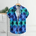 thumbnail image 2 of Stamzod Men's Casual Stylish Short Sleeve Button-Up Tropical Printing Dress Shirts Summre Plus Size Vacation Beach Shirt on Clearance Blue B S, 2 of 7