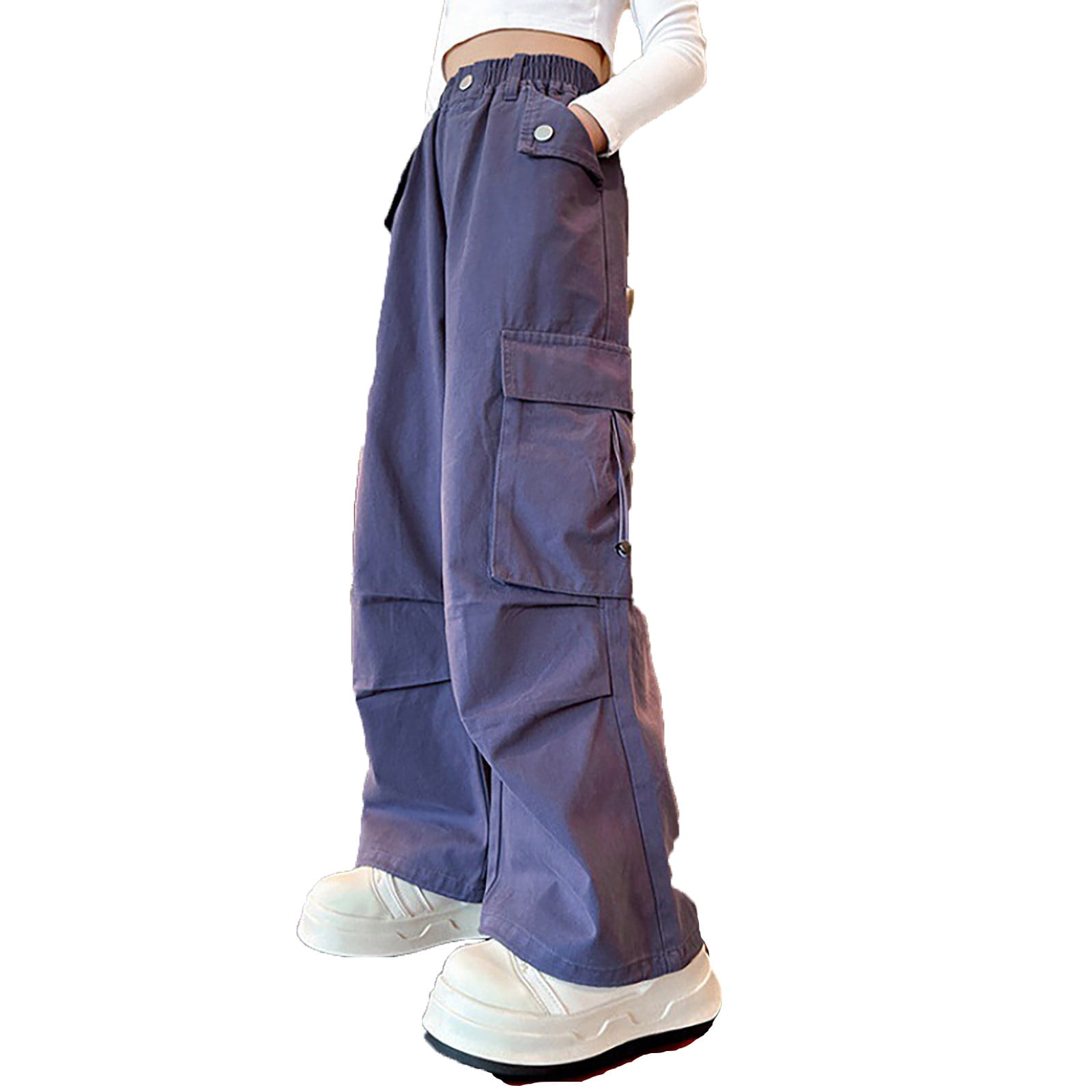 MIASHUI Pantalons Amples pour Filles Taille Élastique Pantalons