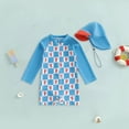 thumbnail image 2 of NIEWTR Baby Boys One Piece Swimsuit Long Sleeve UPF 50+ Rash Guard Bathing Suit Swimwear with Sun Hat(Blue,18-24 Months), 2 of 6