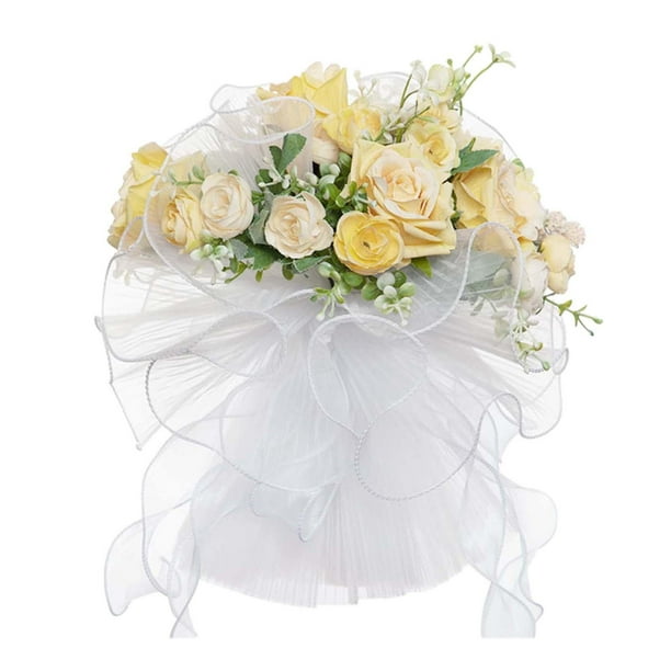 Flores artificiales con cinta de seda, ramos de novia románticos hechos a mano para bodas Amarillo