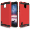thumbnail image 6 of For T-Mobile Revvl 6 5G Slim Fit Rugged TPU + Hard PC Brushed Metal Texture Hybrid Dual Layer Armor Shockproof Phone Case Cover by Xpression - Red, 6 of 8