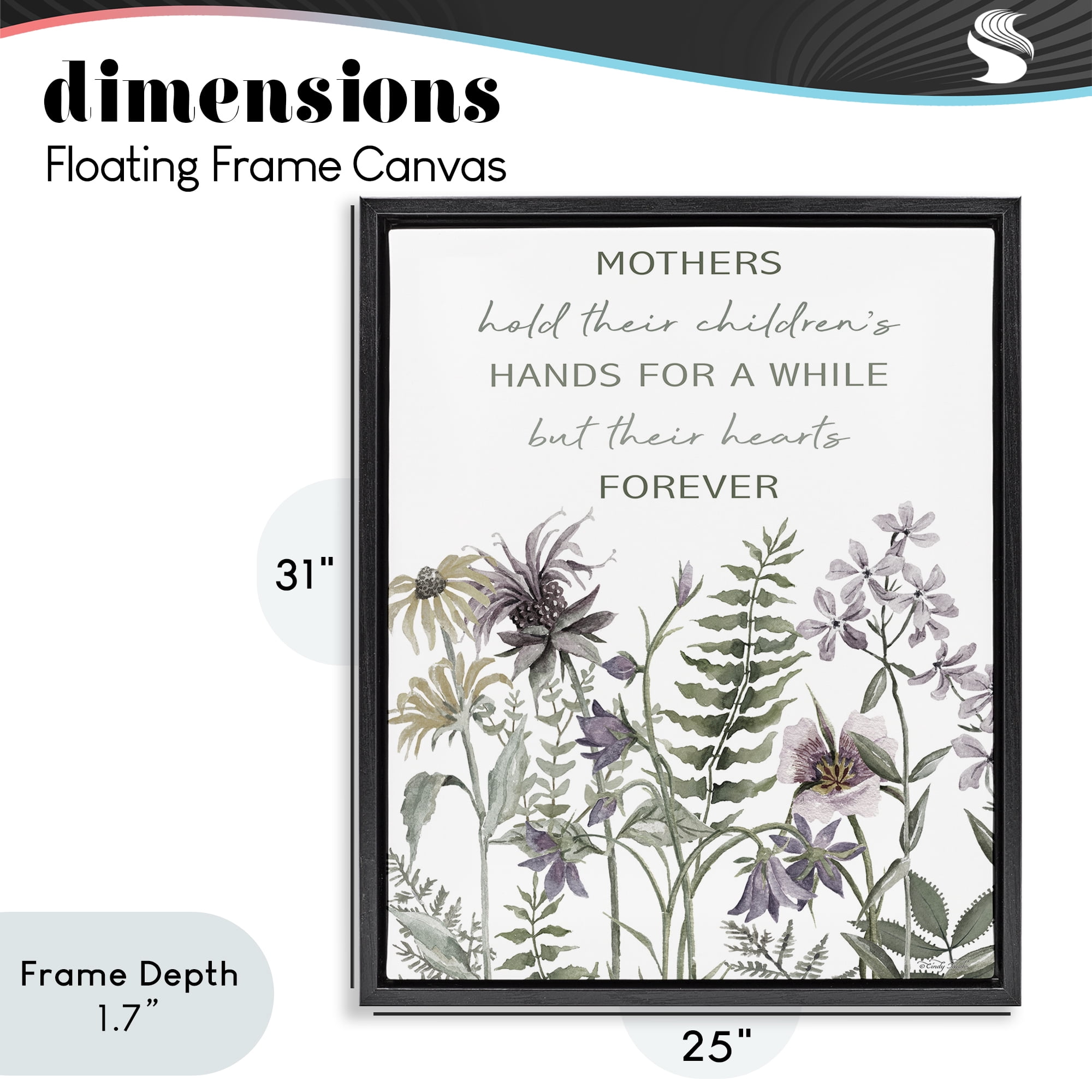 Stupell Industries Mother's Hold Parenting Sentiment Black Framed Floater Canvas Wall Art, design by Cindy Jacobs