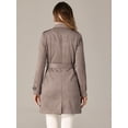 thumbnail image 4 of DARING DIVA Faux Suede Trench Coat Notched Lapel Double Breasted Jacket XS Dark Beige, 4 of 6