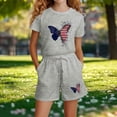 thumbnail image 6 of Vornjynx Girls Outfit Sets Short Sleeve Graphic T-Shirt and Elastic Waist Shorts 2-Piece Summer Casual Cute Clothes Gray Size 5-6T, 6 of 6