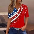 thumbnail image 6 of VKOYWKM 4th of July Shirts for Women Independence Day American Flag Graphic Tees Button V Neck Henley Shirts Patriotic Red White and Blue Tshirts Tops, 6 of 7