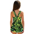 thumbnail image 2 of Xixirimido Green Shamrock Clover Print Girls Swimsuit Sleeveless One Piece Skirted Swimwear Modest Hawaiian Bathing Suit for Beach Water Park Kids Swim Dress for St. Patrick's Day, 5-6 Years, 2 of 7