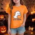 thumbnail image 2 of Ulanda Toddler Girl Halloween Ghost Graphic T-Shirt Baby Girl Shirt Short Sleeve Halloween Party Tee Tops (Orange, 7-8 Years), 2 of 6