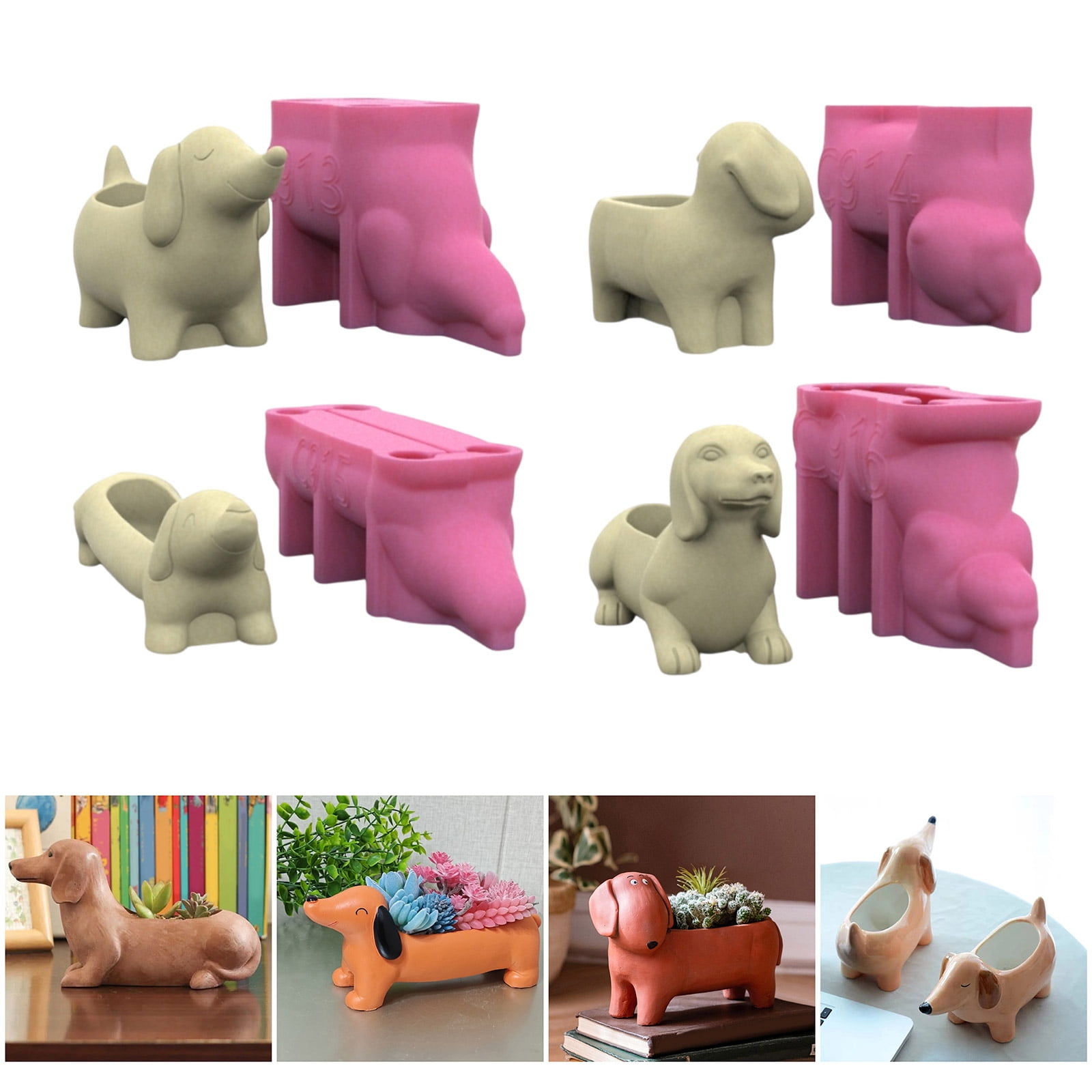 Acahhotxx Vase Molds, Succulent Planter Moulds Vase Molds Dachshund Dog Shape Flowerpot Molds Epoxy Resin Mold Pen Storage Holder Molds
