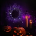 thumbnail image 7 of Halloween Wreath with LED Lights - 18 Inch Black Spider Web Wreath - Battery Operated Purple Glow for Outdoor/Indoor Halloween Decorations, 7 of 7