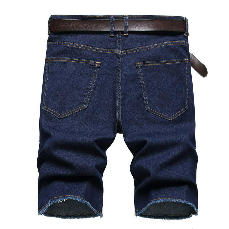 cllios Mens Denim Shorts Big and Tall, Men's Summer Short Micro Elastic  Short Zipper Open Five Point Short Half Shorts Jeans 