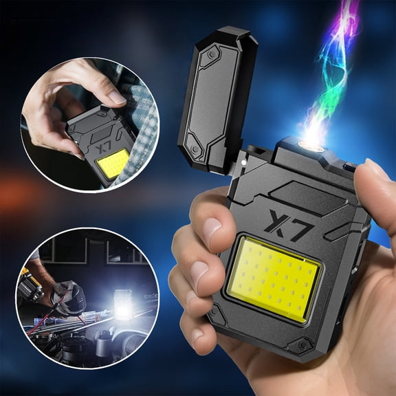 Fmxomd 1 Pack Waterproof Lighter Windproof Torch Lighters, Electric Lighters USB Rechargeable Flameless Plasma Lighter with COB Light Camping Hiking Survival Gear Gadgets for Men