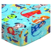 SheetWorld Fitted Sheet (Fits BabyBjorn Travel Crib Light) - Doggies Aqua