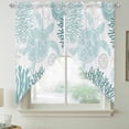 thumbnail image 6 of Teal Green Coastal Turtle Kitchen Window Curtains, Swag Curtains Valance for Bedroom Living Room Bathroom, Ocean Coral Nautical Rod Pocket Window Treatment Curtain Block Drapes 2 Panels 28"x36", 6 of 8