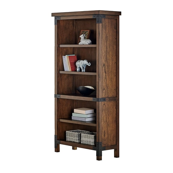 Pemberly Row Rustic Open Wood Bookcase in Brown