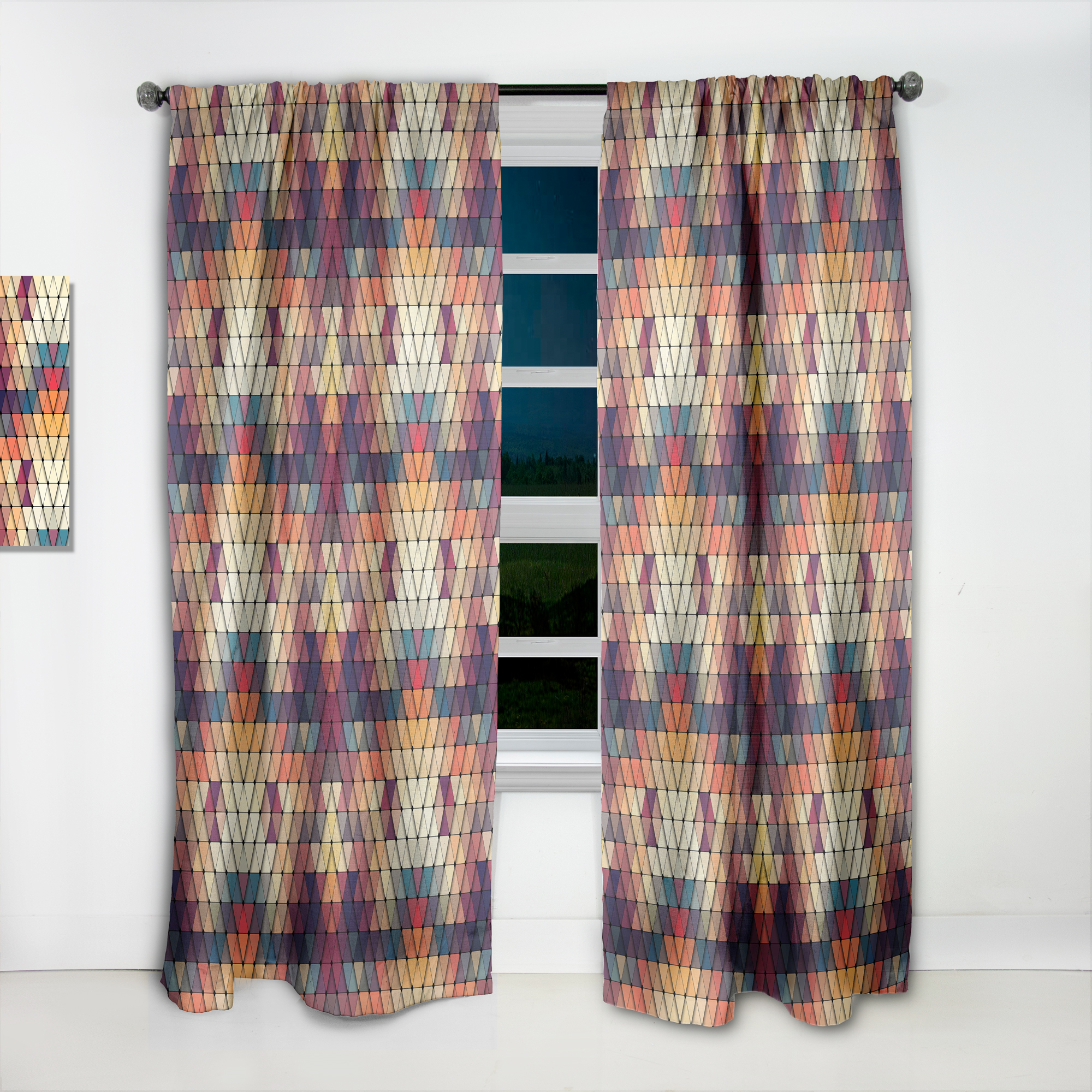 Designart 'Triangular Shapes Colourfields XXII' Modern & Contemporary Curtain Panel