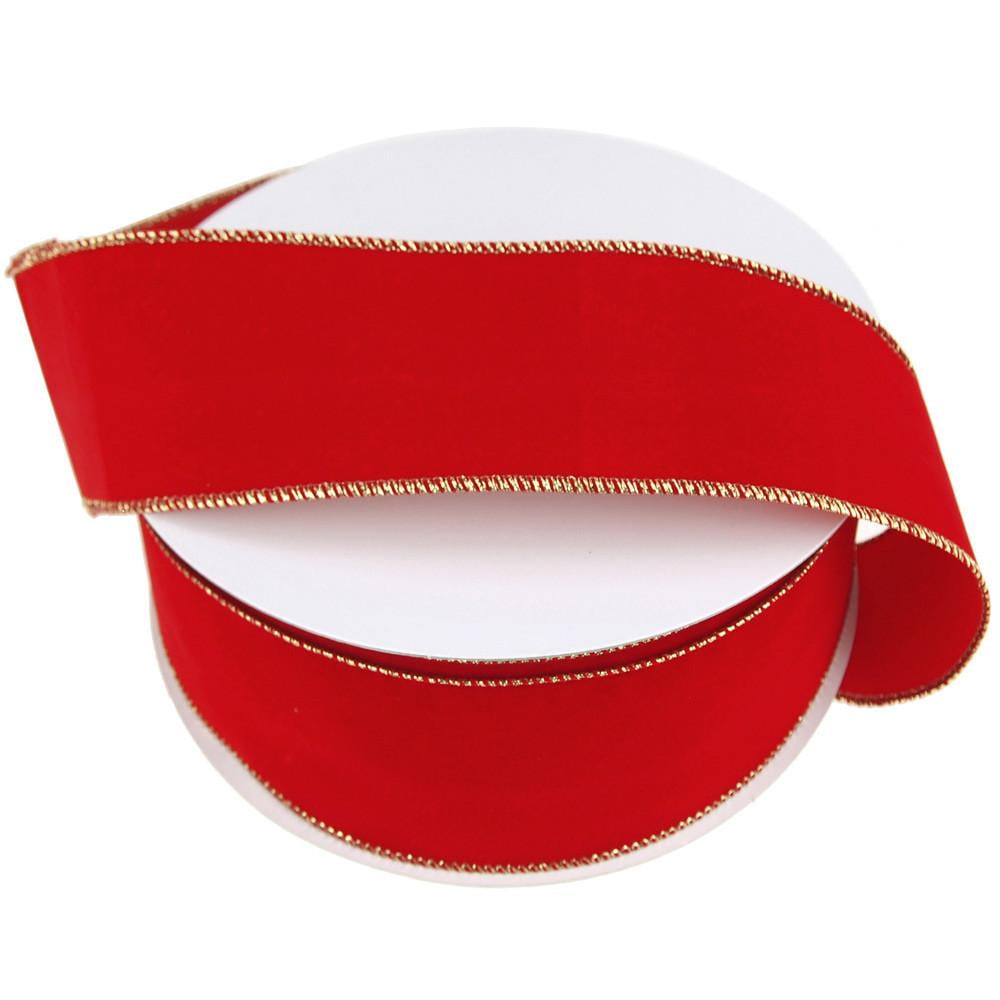 Gold Edge Red Velvet Ribbon Wired Edge, 2-1/2-Inch, 50 Yards - Walmart